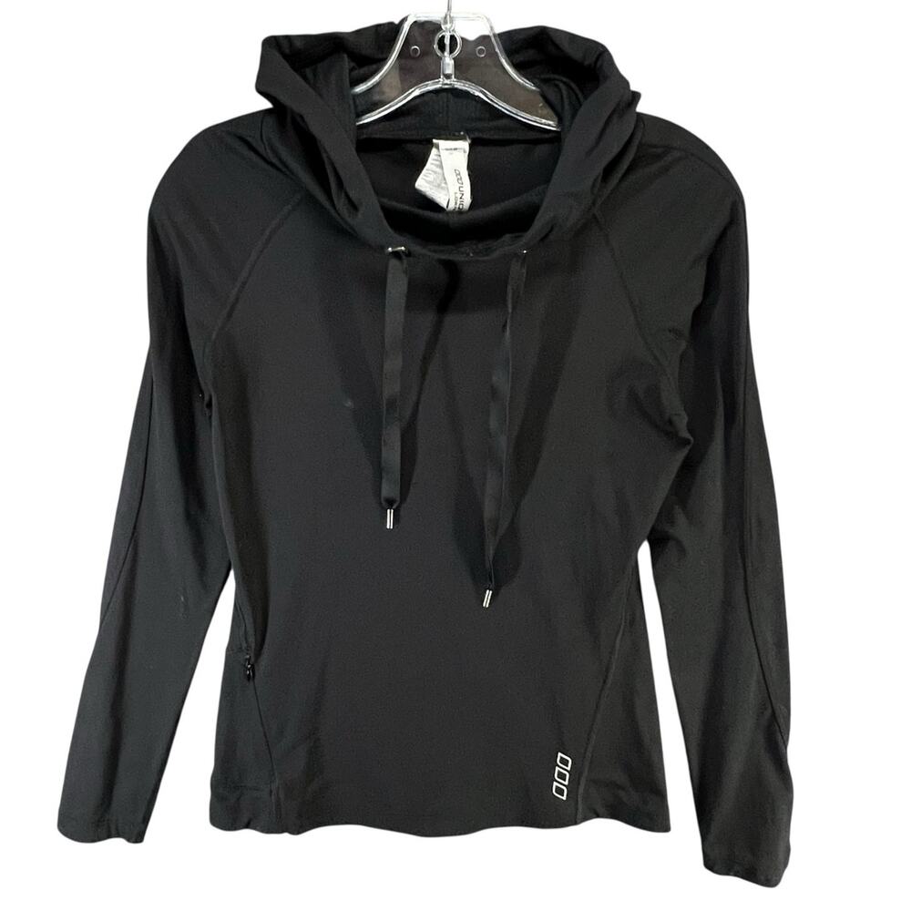 Lorna Jane Uniquely Pullover Hoodie XS Black Stretch‎ Activewear Sweatshirt